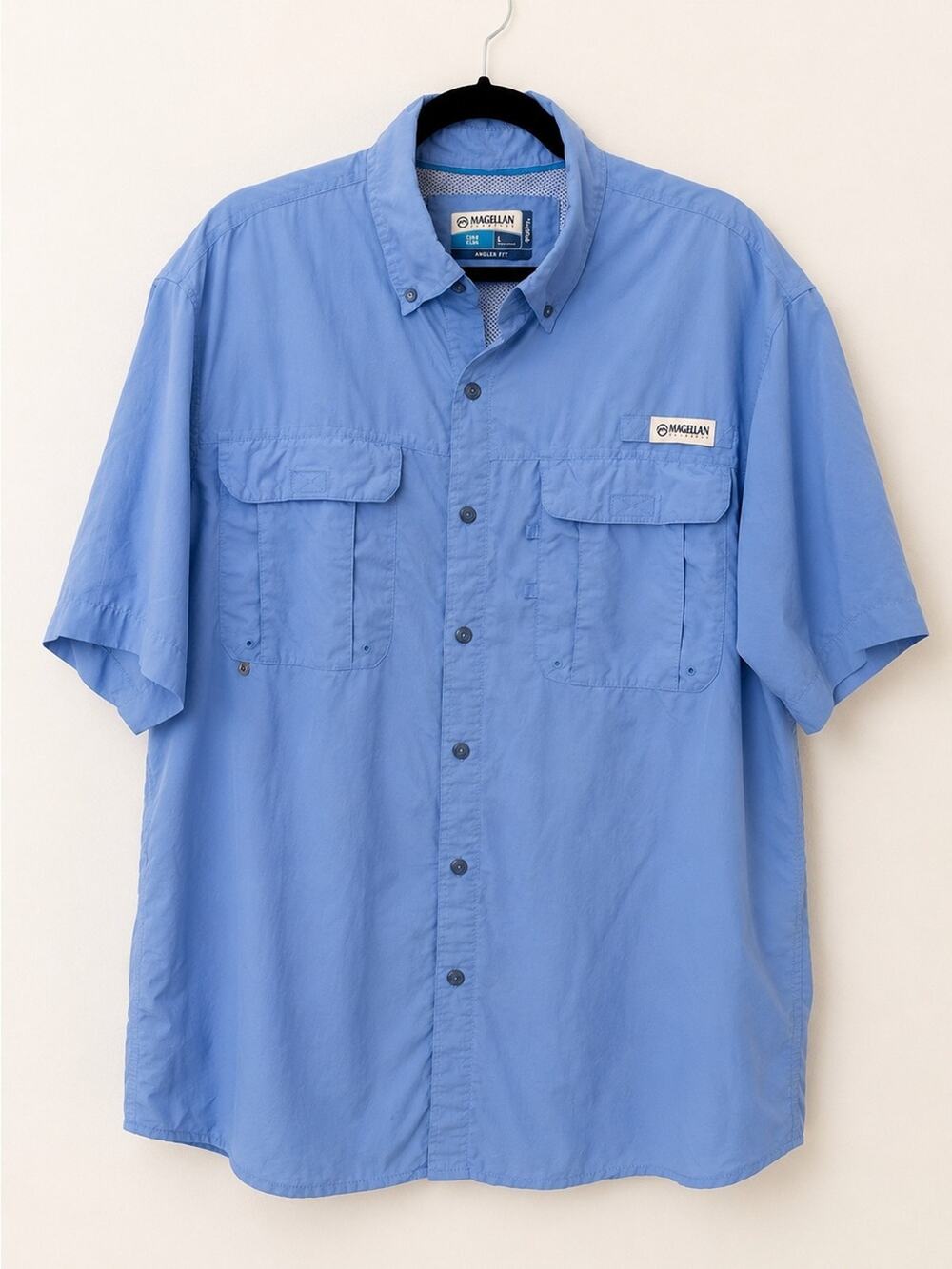 Magellan Outdoors Fish Gear Angler Fit Shirt Men’s Large Blue Vented MagWick